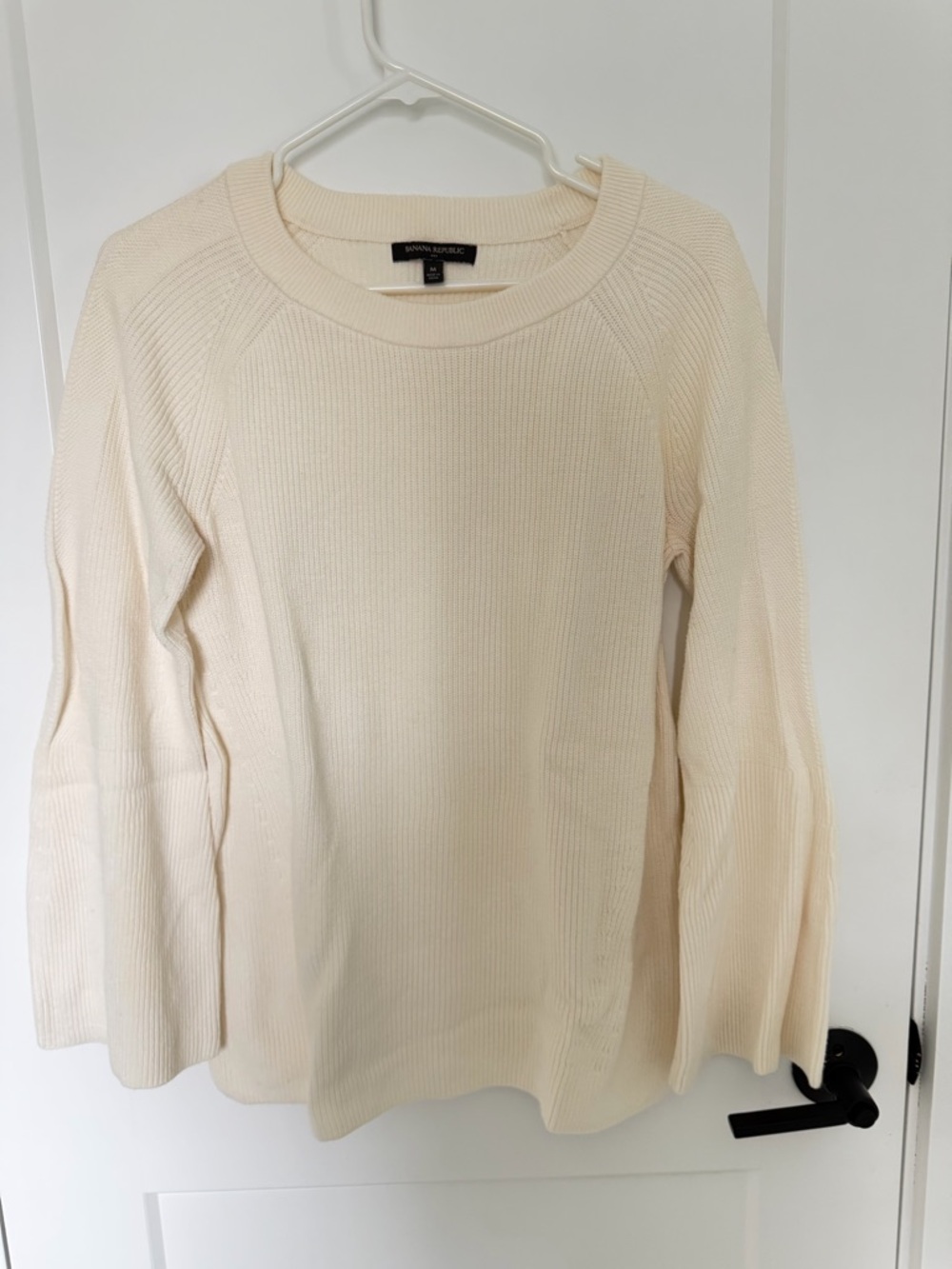 Banana Republic Ivory Ribbed Crewneck Sweater